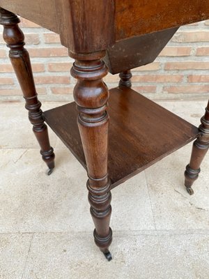 English Regency Walnut Table with Wings and Wheels, 1920s-NOU-1700631