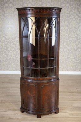 English Semi-Round Corner Display Cabinet, Late 19th Century-CYY-2043577