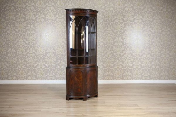 English Semi-Round Corner Display Cabinet, Late 19th Century-CYY-2043577