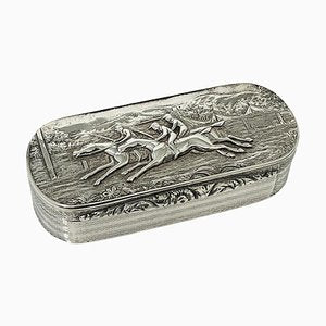 English Silver Horse Racing Snuff Box, Birmingham, 1829-UCH-1719017