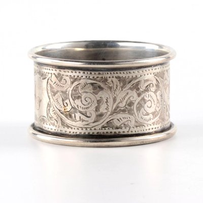 English Silver Napkin Rings Set with Original Case, Set of 7-WMV-1129298