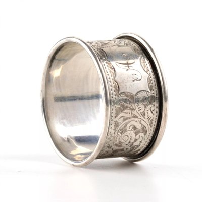 English Silver Napkin Rings Set with Original Case, Set of 7-WMV-1129298