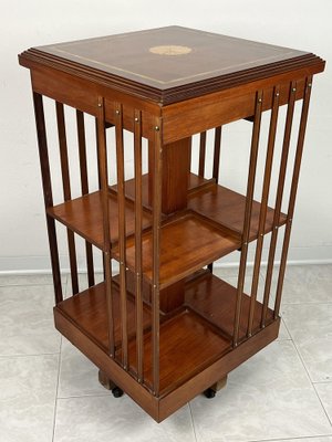 English Swivel Bookcase with Inlaid Plan, 1960s-YST-1801209