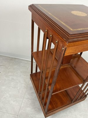 English Swivel Bookcase with Inlaid Plan, 1960s-YST-1801209