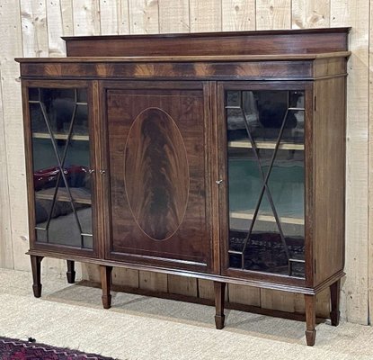 English Three-Door Mahogany Bookcase, 1950s-QYF-1720801