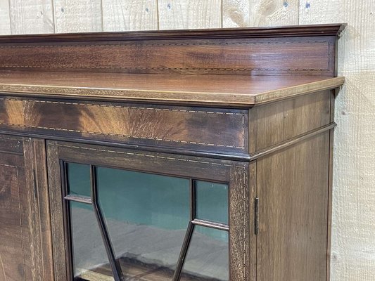 English Three-Door Mahogany Bookcase, 1950s-QYF-1720801