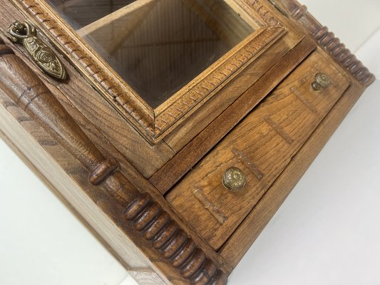 English Victorian Style Carved Elm Wood Wall Cabinet, 1900s-WZZ-1369504