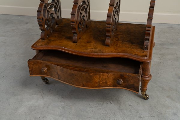 English Victorian Walnut Side Table, Canterbury, 1890s-UJE-2020649