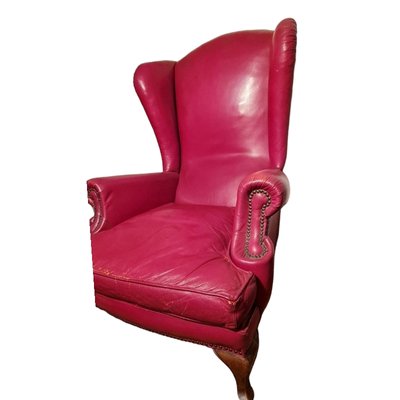 English Wingback Chair in Leather, Early 20th Century-TCS-1768875