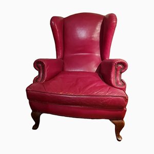 English Wingback Chair in Leather, Early 20th Century-TCS-1768875