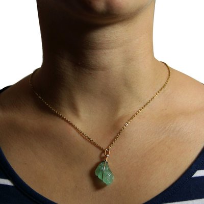 Engraved Emerald and 18 Karat Gold Pendant Charm, 1960s-OLU-896387