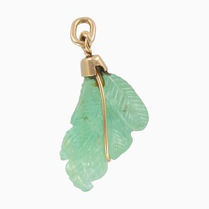 Engraved Emerald and 18 Karat Gold Pendant Charm, 1960s-OLU-896387