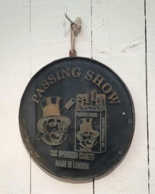 Engraved Sign from London Cigarettes Seller in Glass and Metal, 1900s-BA-658347