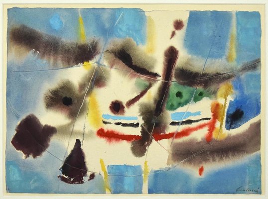 Enrico Paulucci, Marine Landscape, Mixed Media Drawing, 1960s-ZCI-1781572