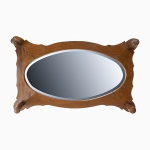 Entry Coat Rack with Oval Beveled Mirror, France, Early 20th Century-RIU-1142204