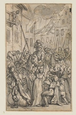 Entry of the Soldiers, 18th-Century, Pen Drawing-OJR-1273480