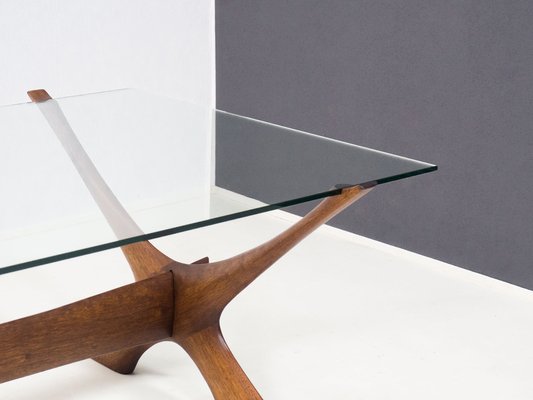 Erebro Glass Condror Walnut & Glass Coffee Table by Fredrik Schriever-Abeln-YS-1758744