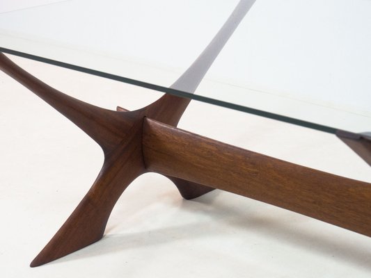 Erebro Glass Condror Walnut & Glass Coffee Table by Fredrik Schriever-Abeln-YS-1758744