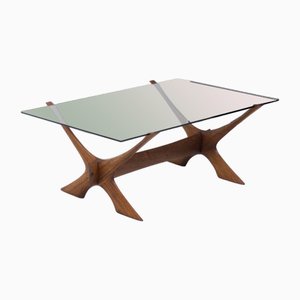 Erebro Glass Condror Walnut & Glass Coffee Table by Fredrik Schriever-Abeln-YS-1758744