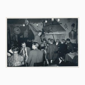 Erich Andres, Artists in Montmartre Having Dinner in Restaurant, Paris, France, 1950s, Black & White Photograph-DYV-1181412