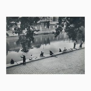 Erich Andres, Fishermen by the Seine, Paris, France, 1950s, Black & White Photograph-DYV-1181411