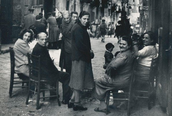 Erich Andres, Naples: People Sitting on the Streets, Italy, 1950s, Black & White Photograph-DYV-1181418