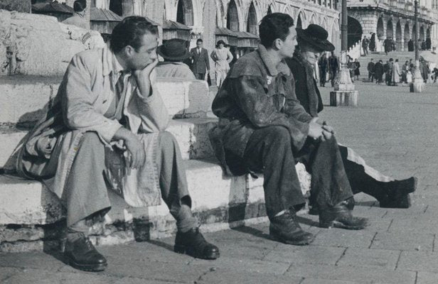 Erich Andres, Venice: Men Sitting at Markus Square, Italy, 1950s, Black & White Photograph-DYV-1181416