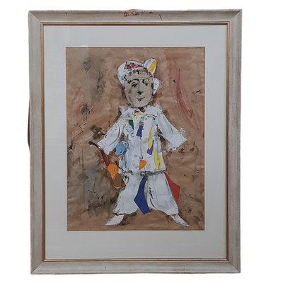 Ernesto Salvadó, Arlequin with Guitar, 1970s, Mixed Media on Paper-TCS-1282830