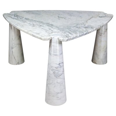 Eros Triangle Center Table in White Carrara Marble by Angelo Mangiarotti for Skipper, 1970s-TRW-1722770