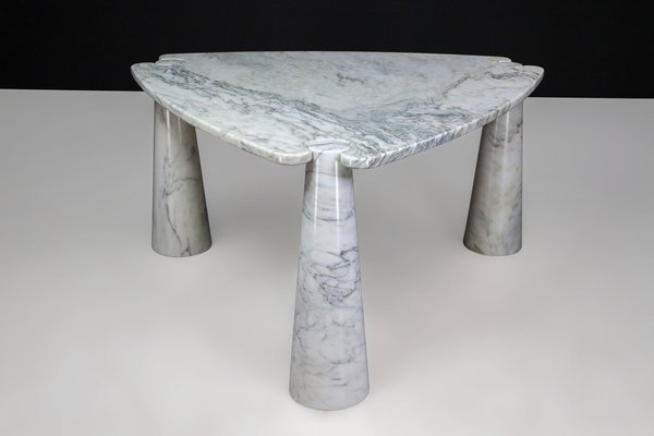 Eros Triangle Center Table in White Carrara Marble by Angelo Mangiarotti for Skipper, 1970s-TRW-1722770