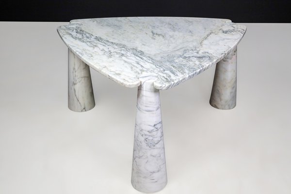 Eros Triangle Center Table in White Carrara Marble by Angelo Mangiarotti for Skipper, 1970s-TRW-1722770