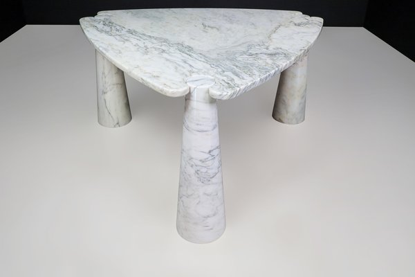 Eros Triangle Center Table in White Carrara Marble by Angelo Mangiarotti for Skipper, 1970s-TRW-1722770