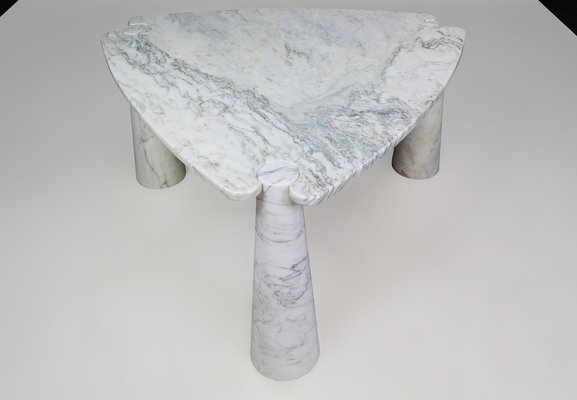 Eros Triangle Center Table in White Carrara Marble by Angelo Mangiarotti for Skipper, 1970s-TRW-1722770