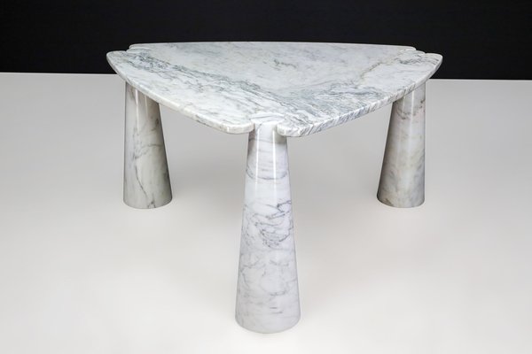 Eros Triangle Center Table in White Carrara Marble by Angelo Mangiarotti for Skipper, 1970s-TRW-1722770