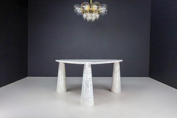 Eros Triangle Center Table in White Carrara Marble by Angelo Mangiarotti for Skipper, 1970s-TRW-1722770