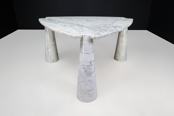 Eros Triangle Center Table in White Carrara Marble by Angelo Mangiarotti for Skipper, 1970s-TRW-1722770