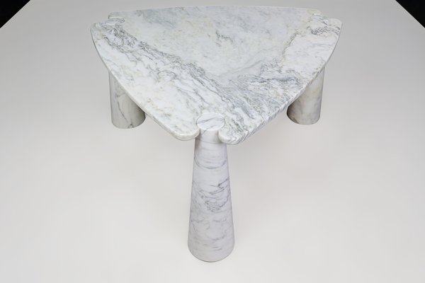 Eros Triangle Center Table in White Carrara Marble by Angelo Mangiarotti for Skipper, 1970s-TRW-1722770