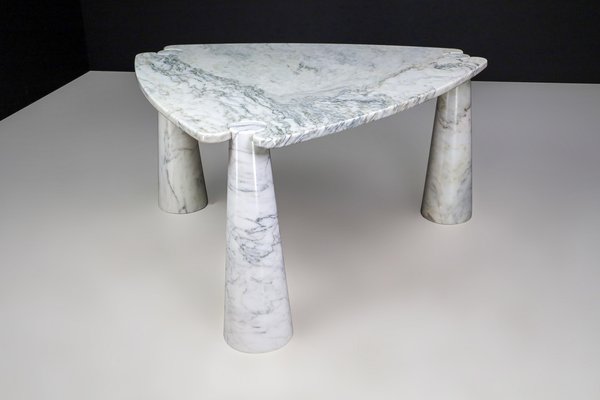 Eros Triangle Center Table in White Carrara Marble by Angelo Mangiarotti for Skipper, 1970s-TRW-1722770