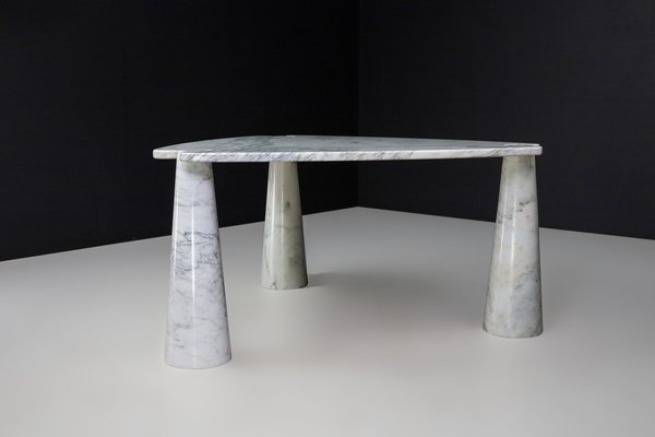 Eros Triangle Center Table in White Carrara Marble by Angelo Mangiarotti for Skipper, 1970s-TRW-1722770