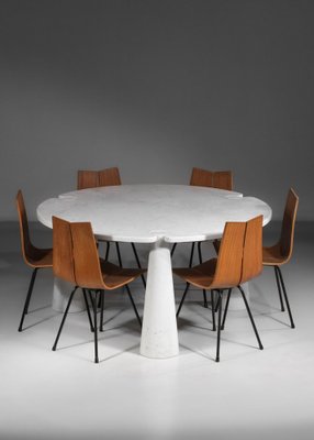 Eros Tripod Dining Table in Carrara Marble by Angelo Mangiarotti, 1970-YU-1398655