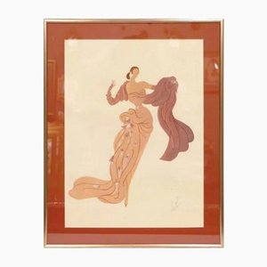 Erte, Stage Costumes Series Illustration, Mixed Media on Paper, Framed-WMV-1129489