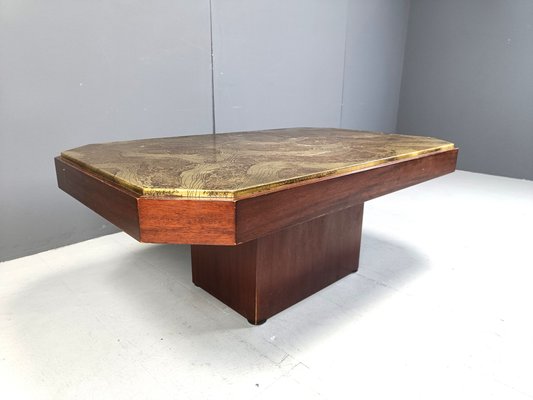 Etched Brass Coffee Table, 1970s-IRH-2040316