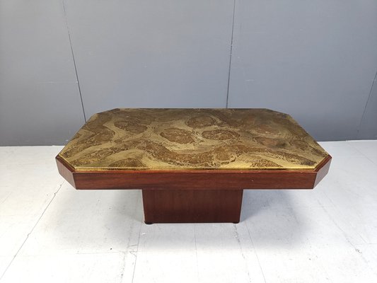 Etched Brass Coffee Table, 1970s-IRH-2040316