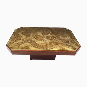 Etched Brass Coffee Table, 1970s-IRH-2040316