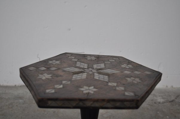 Ethnic Inlaid Coffee Table with Golden Metal Wires, 1960s-KNM-883094