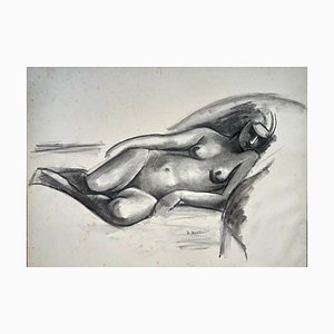 Etienne Morillon, Art Deco Nude, 1920s-1930s, Charcoal on Paper-NRC-1384625