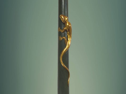 Etruscan Style Carved Wooden Floor Lamp, 1940s-DQG-694226