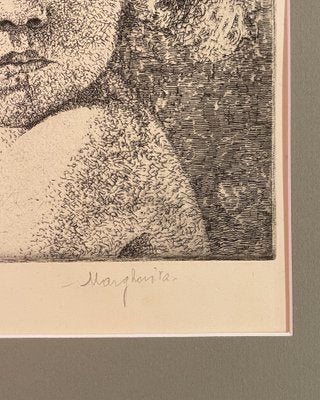 Ettore Beraldini, Portrait of Girl: Margherita, 1931, Etching-MLN-1783603