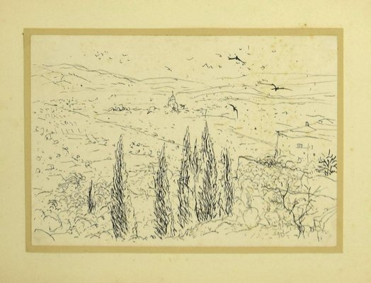 Eugen Drăguțescu, Landscape, Drawing Ink, Mid 20th Century-ZCI-871228