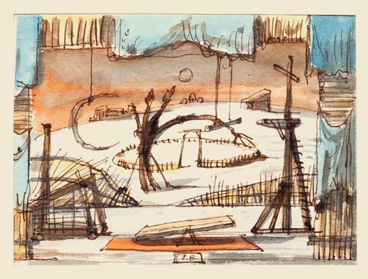 Eugène Berman, Scenography, 20th Century, Original Ink and Watercolor on Paper-ZCI-784120